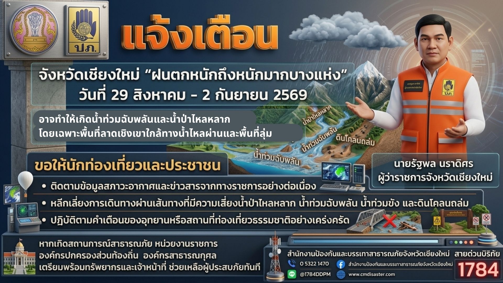 เชียงใหม่สั่งการด่วนที่สุดเตรียมความพร้อมรับมือกับสถานการณ์อุกทกภัยที่อาจเกิดขึ้น